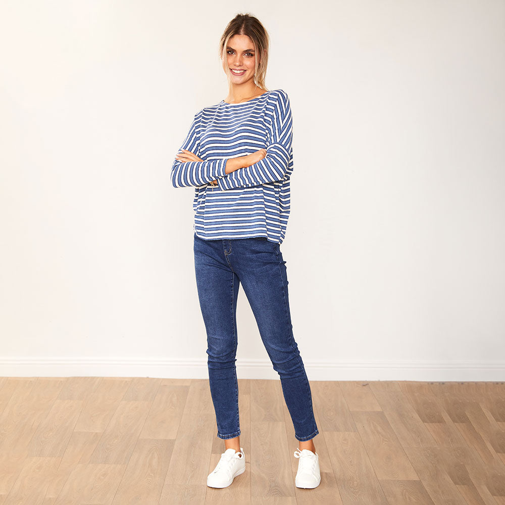 Laurel Top (Navy stripe)