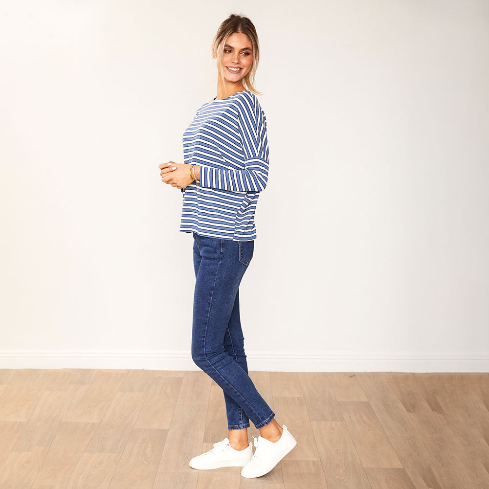 Laurel Top (Navy stripe)