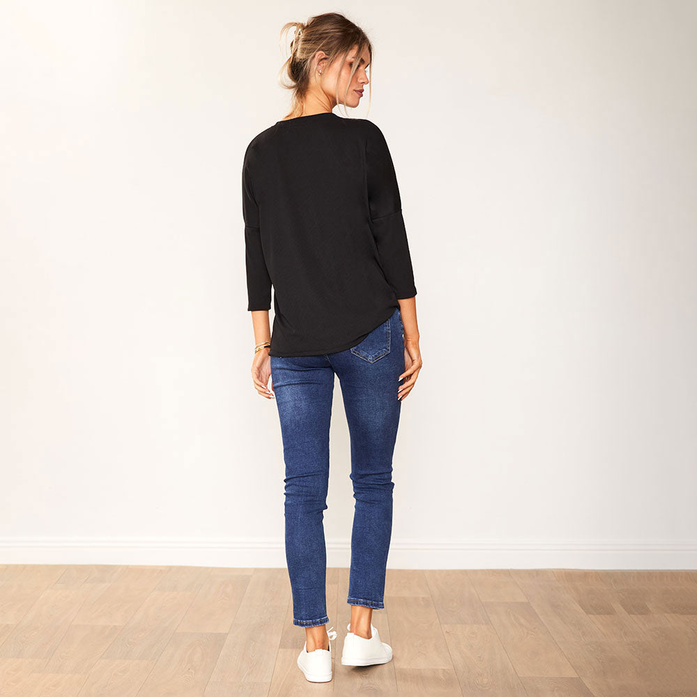 Jasmine Crew Neck Top (Black)