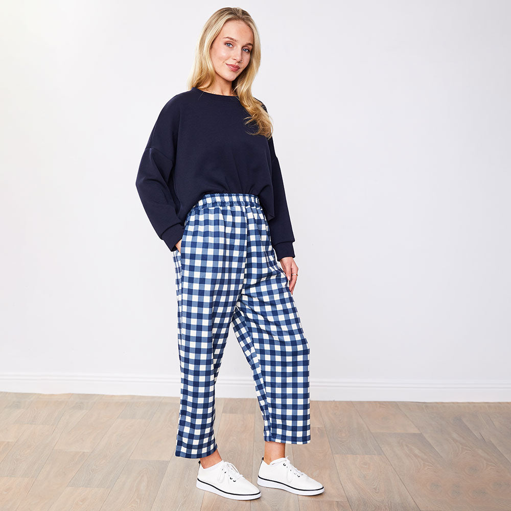 Tessa Trousers (Blue Checkered)