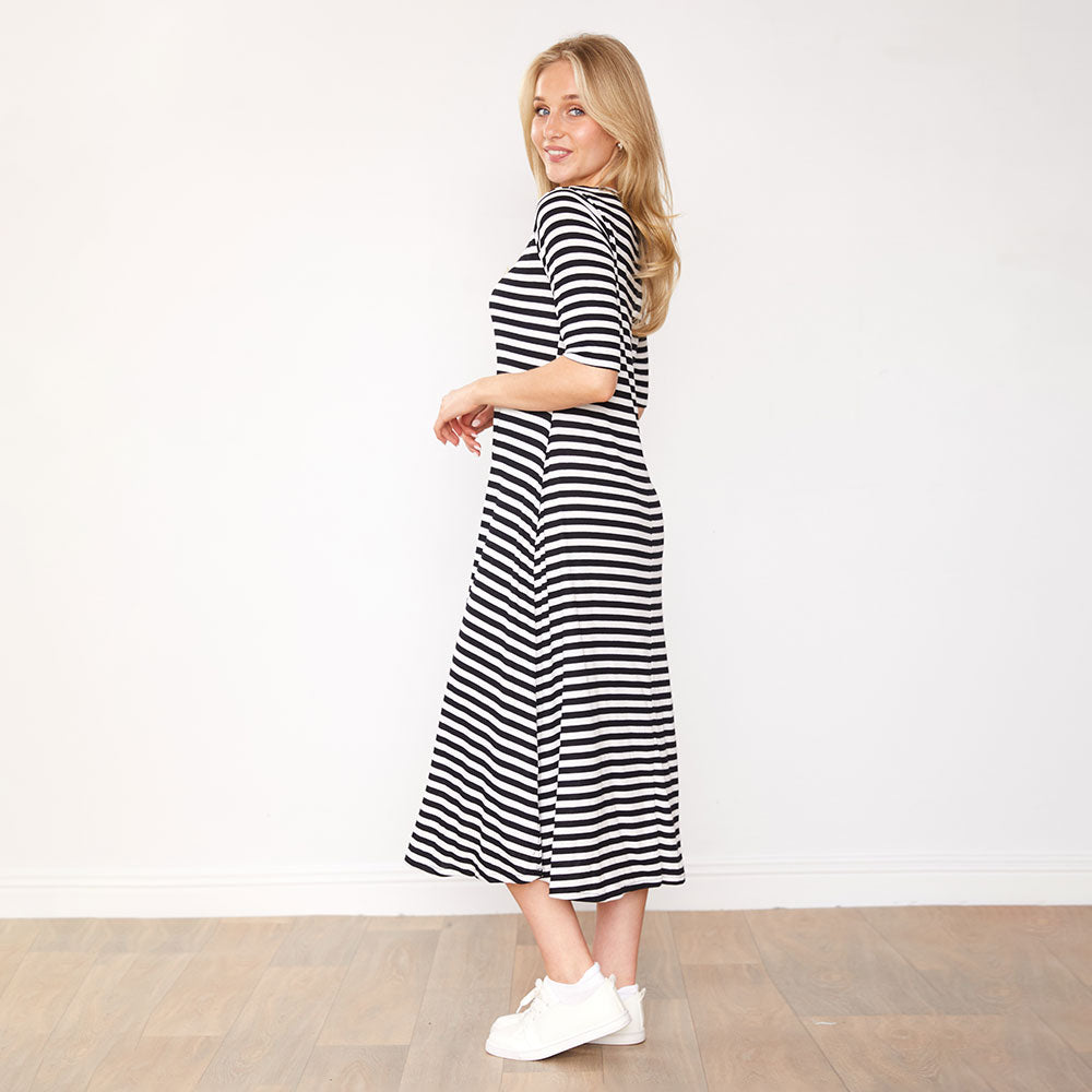 Cora Dress (Black Stripes)