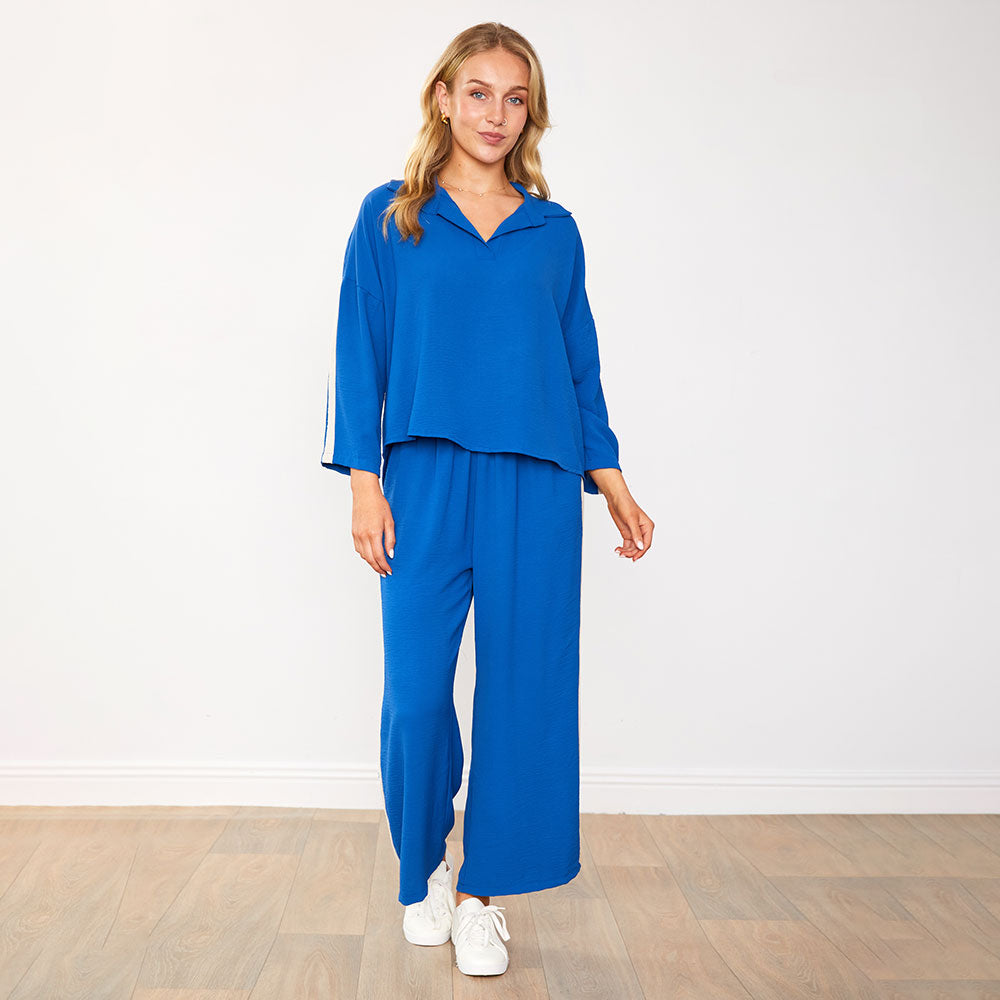 Clara Co-Ord (Cobalt/Oat)