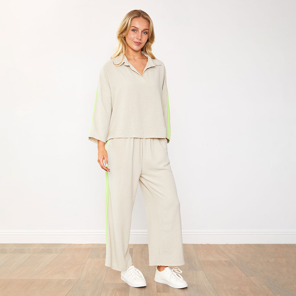Clara Co-Ord (Latte/Lime)