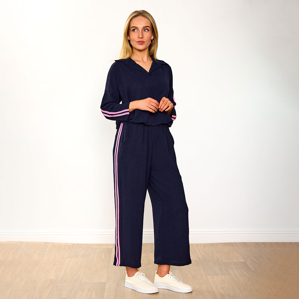 Clara Co-Ord (Navy/Pink Stripe)