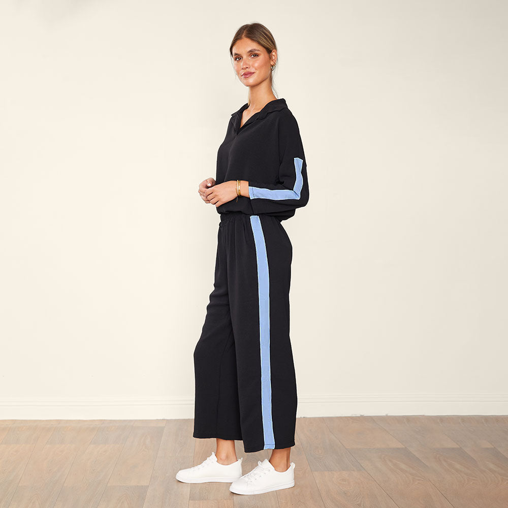 Clara Co-Ord (Black & Blue)