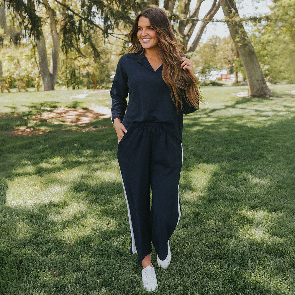 Clara Co-Ord (Navy & Cream)