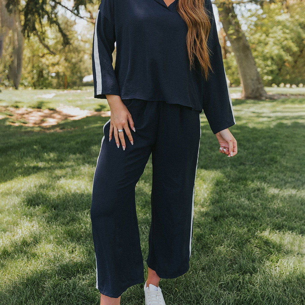 Clara Co-Ord (Navy & Cream)