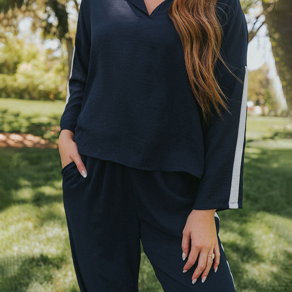 Clara Co-Ord (Navy & Cream)