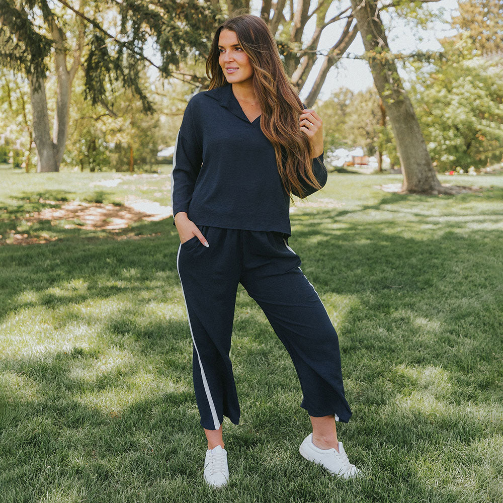 Clara Co-Ord (Navy & Cream)