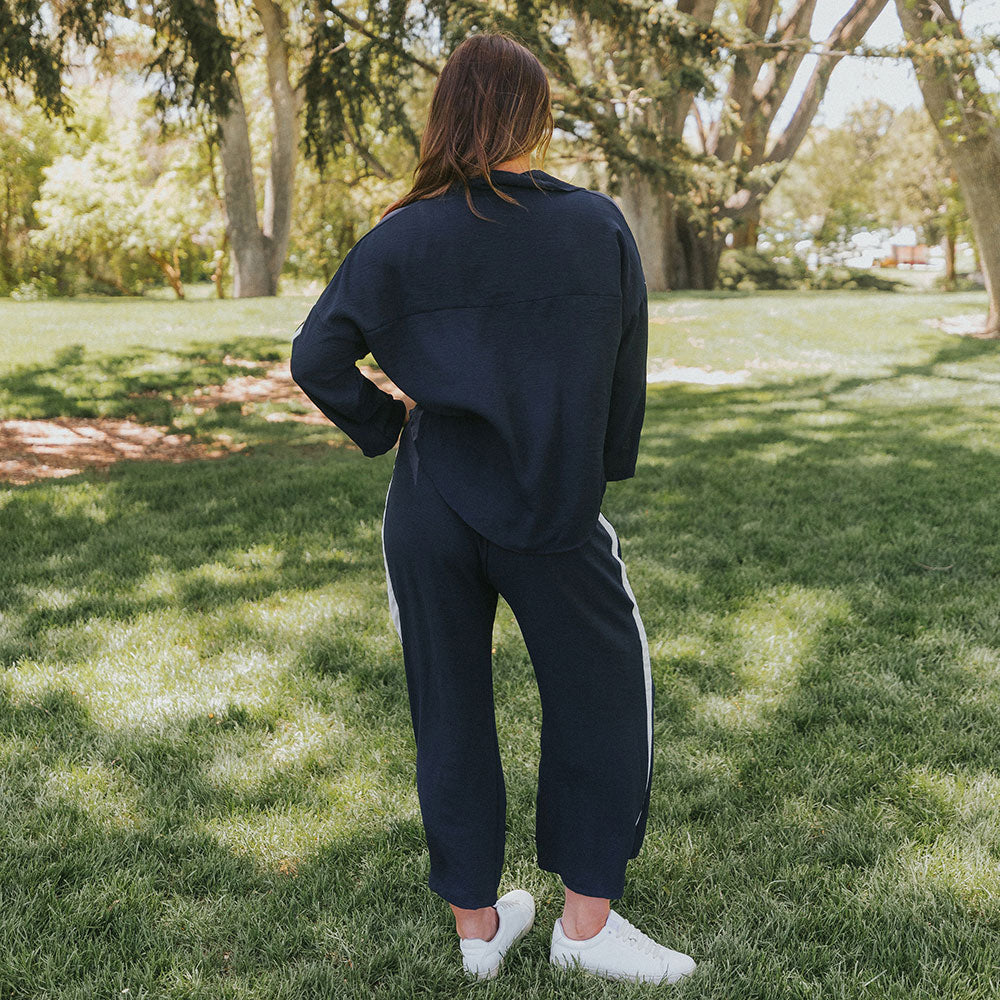 Clara Co-Ord (Navy & Cream)