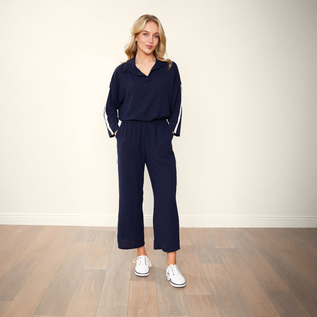 Clara Co-Ord (Navy & Cream)