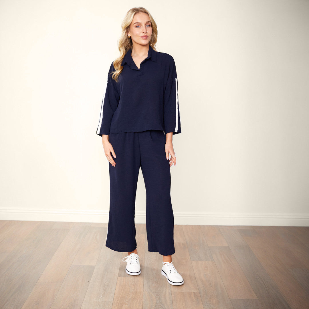 Clara Co-Ord (Navy & Cream)