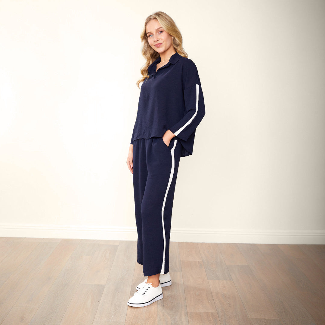 Clara Co-Ord (Navy & Cream)