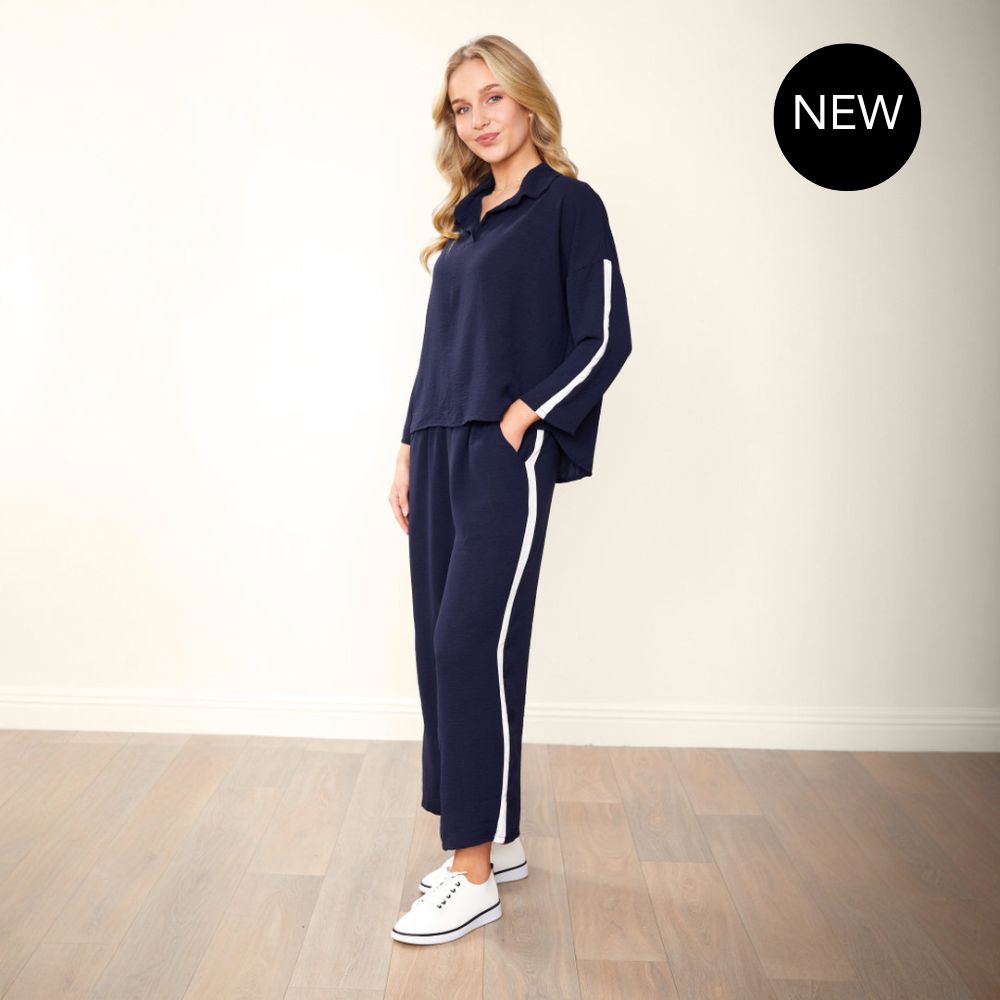 Clara Co-Ord (Navy & Cream)