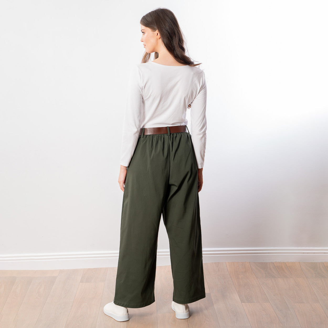 Nora Wide Leg Trousers (Khaki)