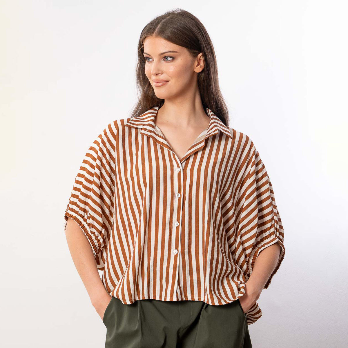 Athena Stripe Top (Brown)