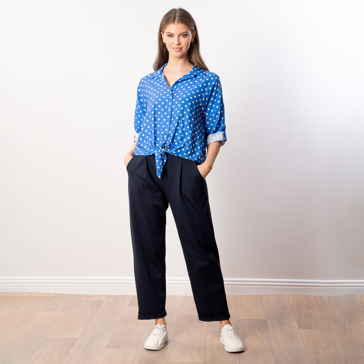 Julia Top (Blue Polka Dot)