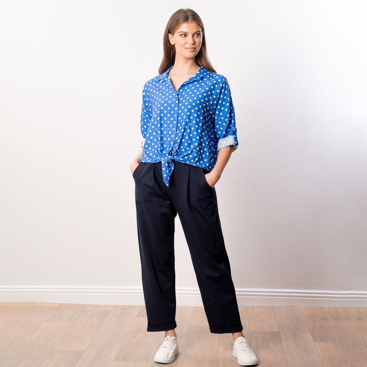 Julia Top (Blue Polka Dot)