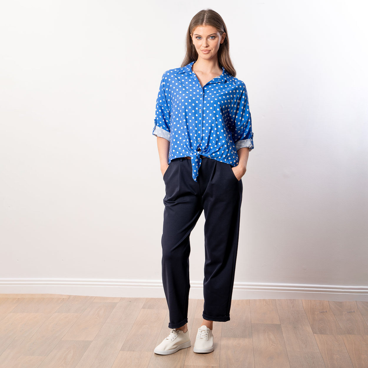 Julia Top (Blue Polka Dot)