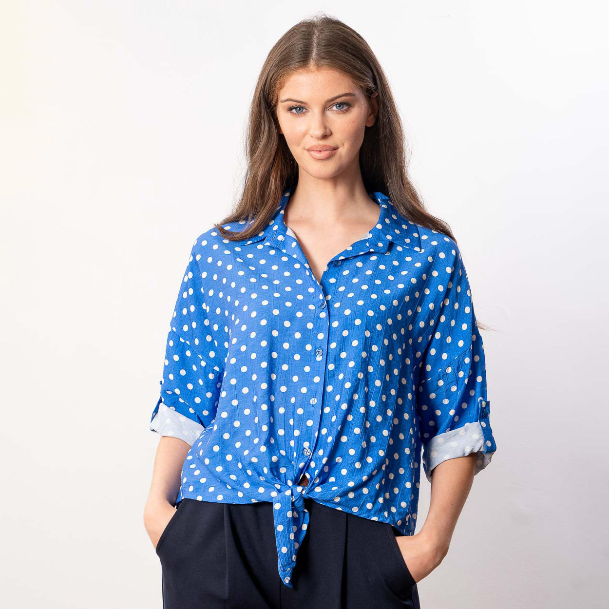 Julia Top (Blue Polka Dot)