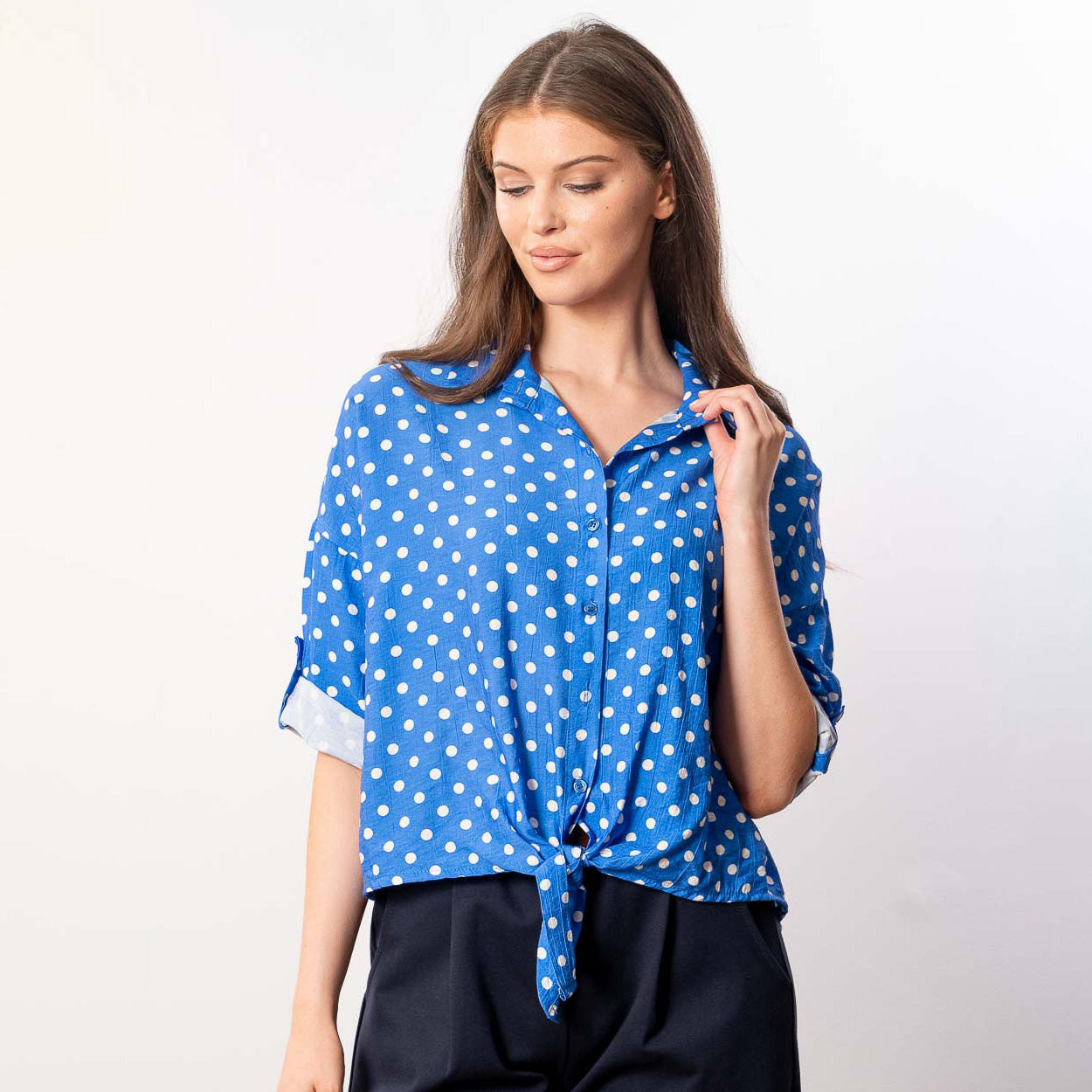 Julia Top (Blue Polka Dot)