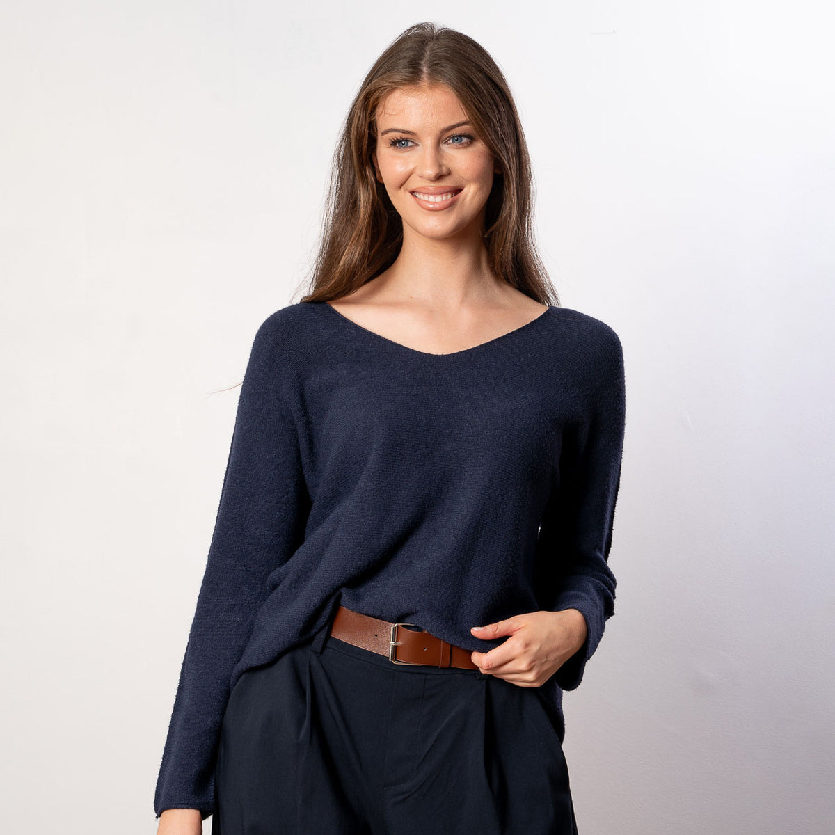 Kylie V Neck Jumper (Navy)