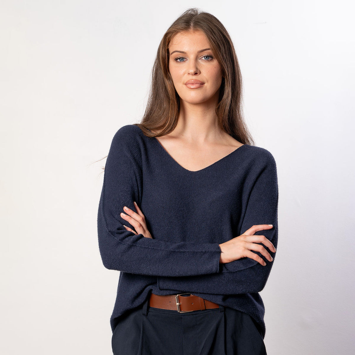 Kylie V Neck Jumper (Navy)