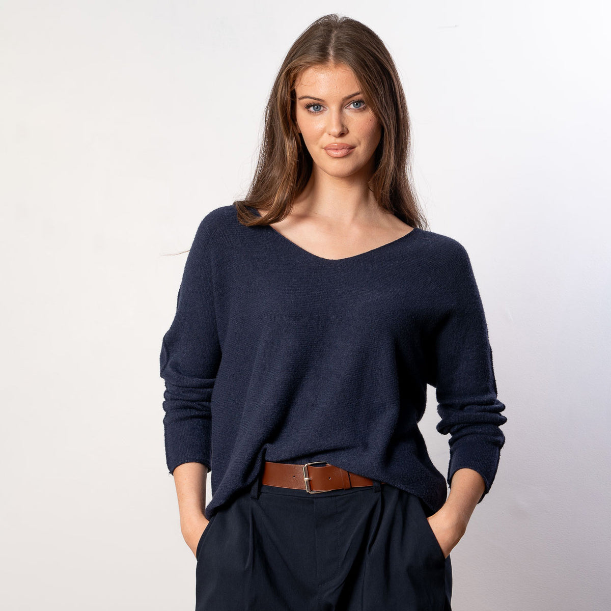 Kylie V Neck Jumper (Navy)