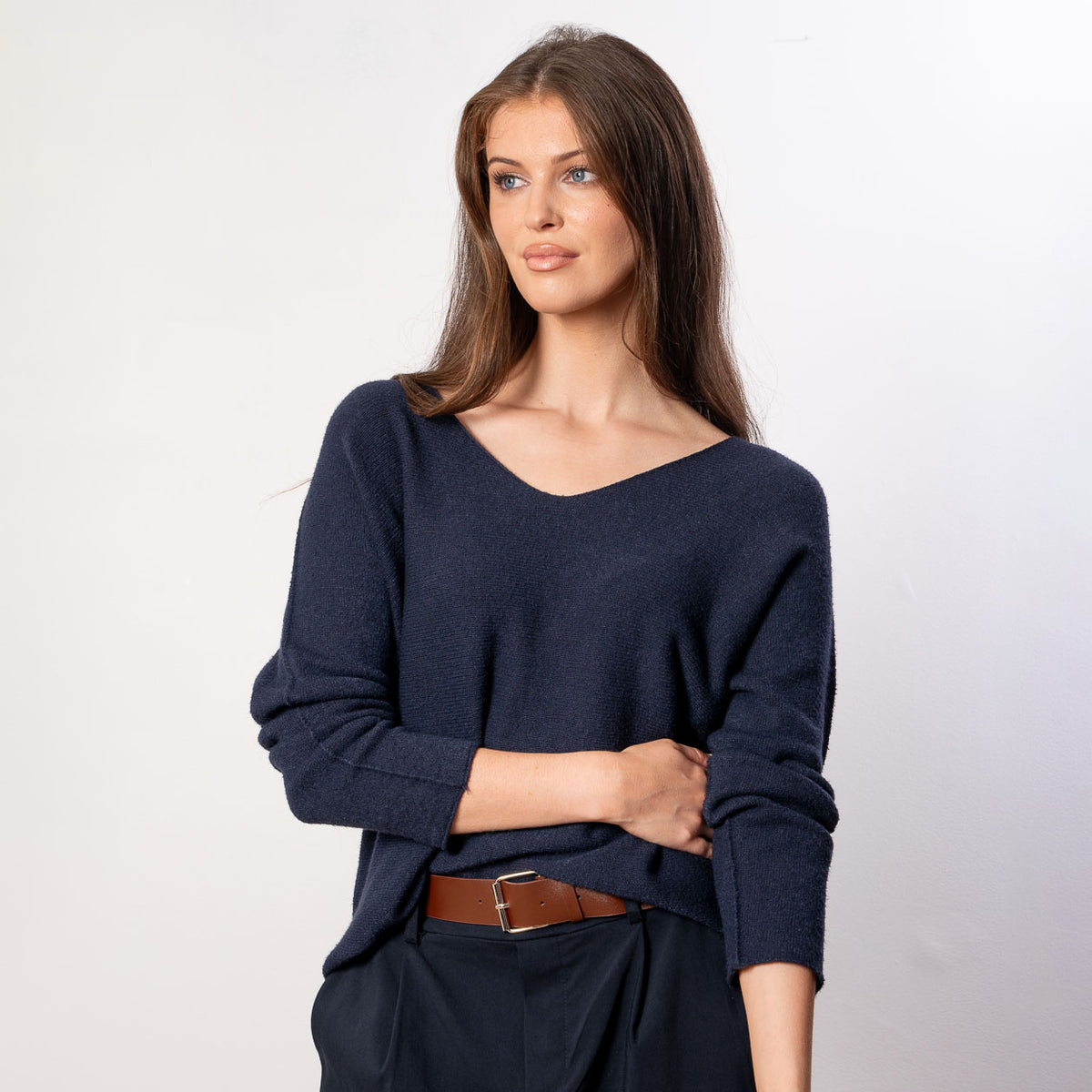 Kylie V Neck Jumper (Navy)
