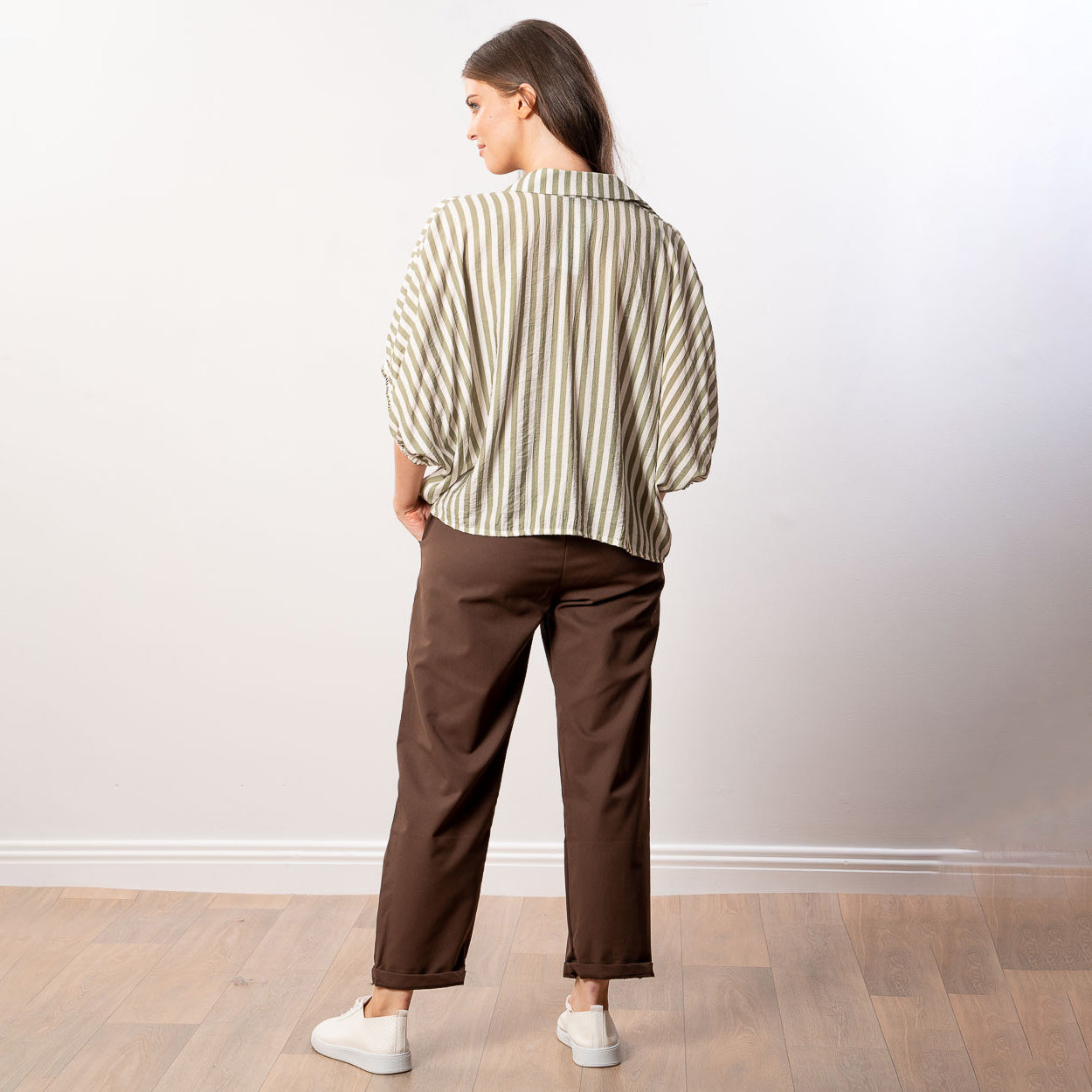Athena Stripe Top (Khaki)