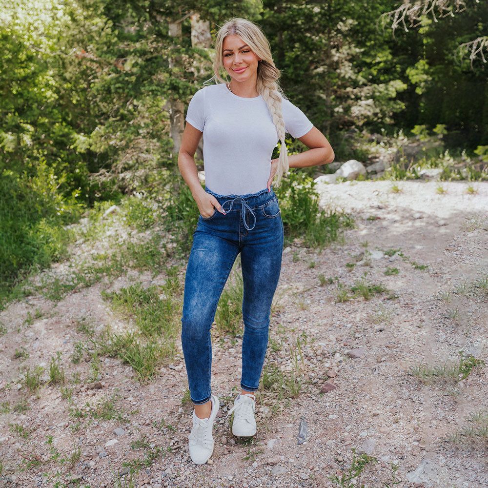 Dana Drawstring Classic Jeggings (Blue)