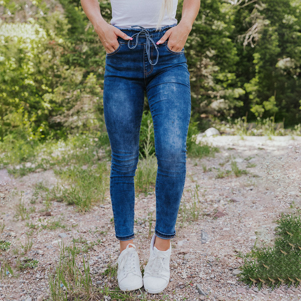 Dana Drawstring Classic Jeggings (Blue)
