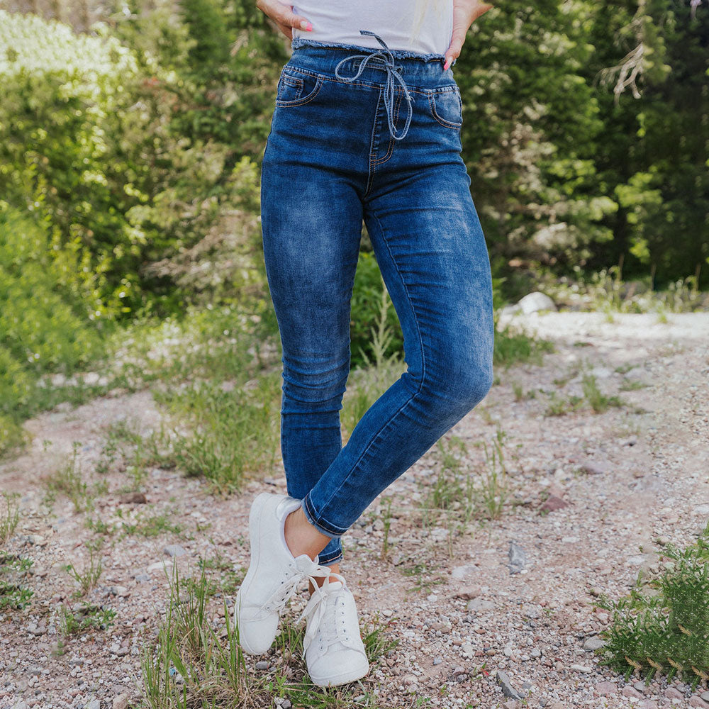 Dana Drawstring Classic Jeggings (Blue)