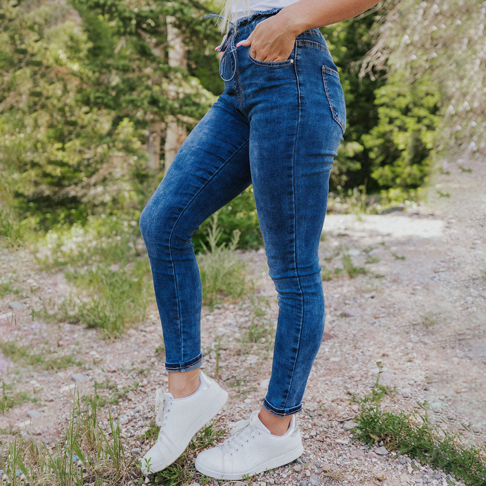 Dana Drawstring Classic Jeggings (Blue)