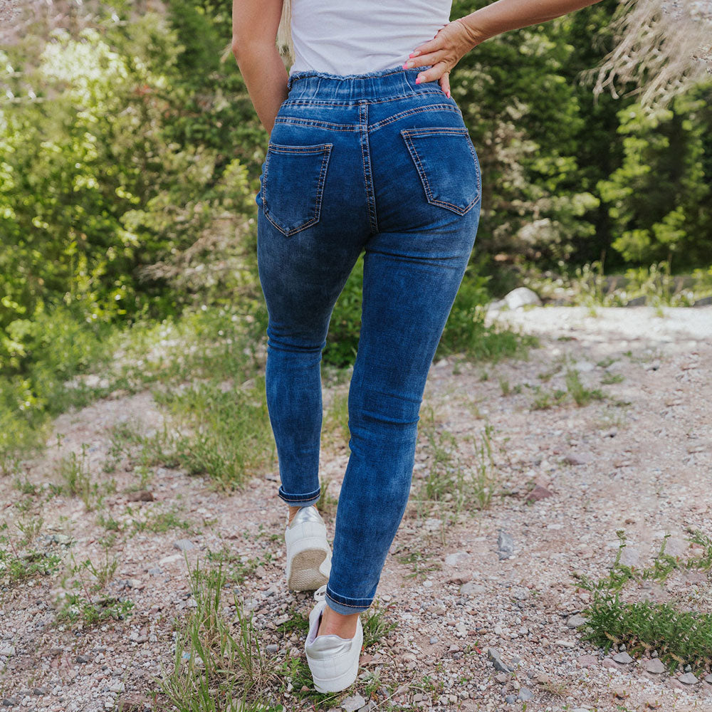 Dana Drawstring Classic Jeggings (Blue)