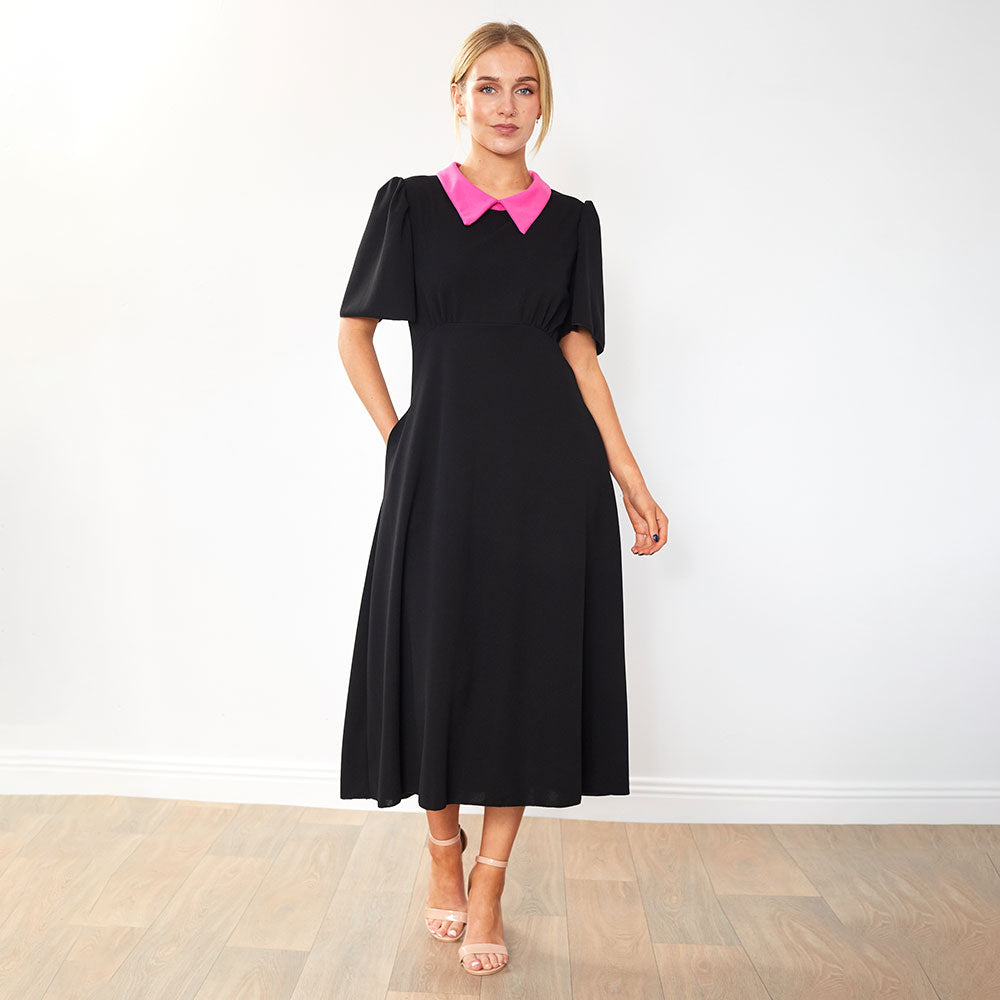 Dawson Dress (Black/PinkCollar)