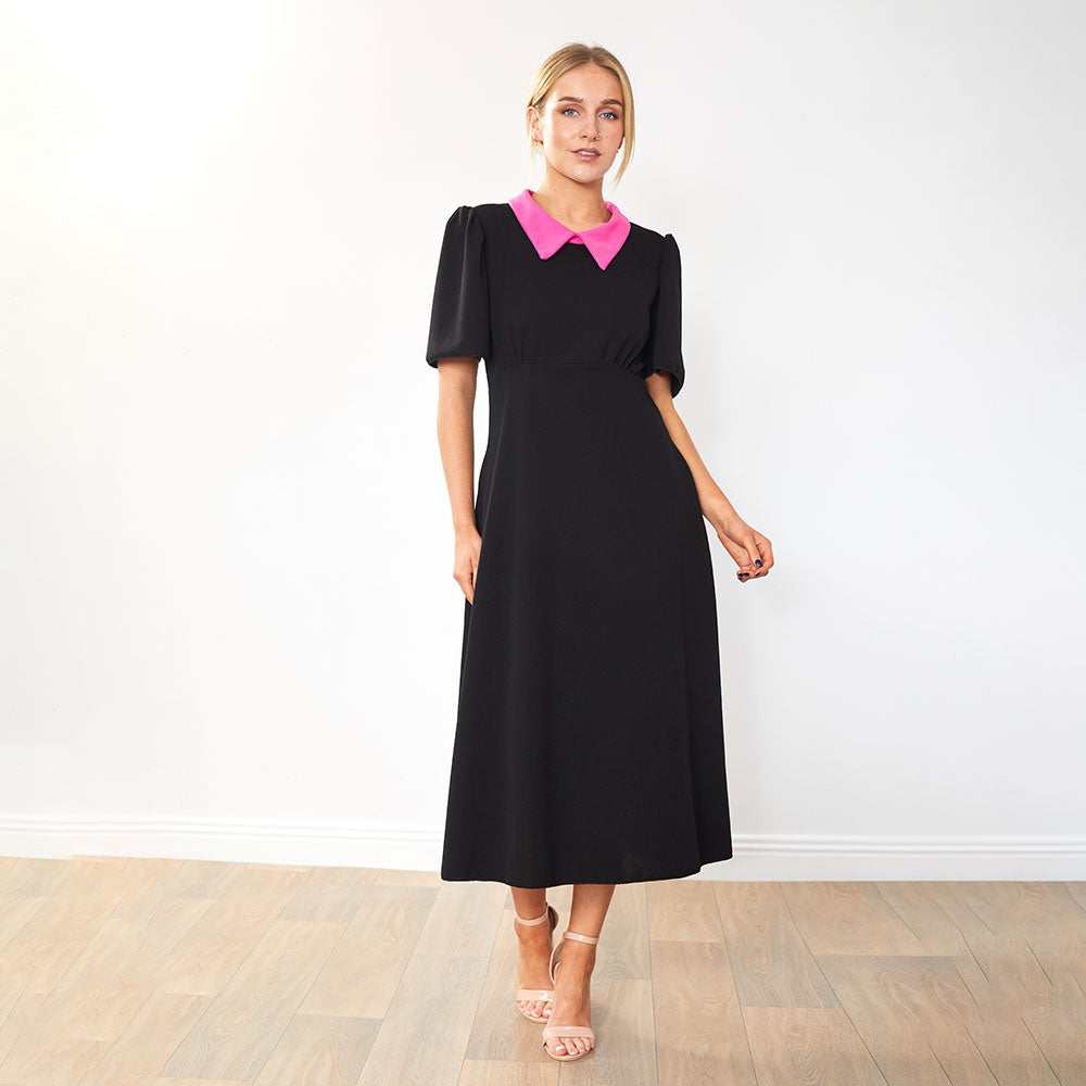 Dawson Dress (Black/PinkCollar)