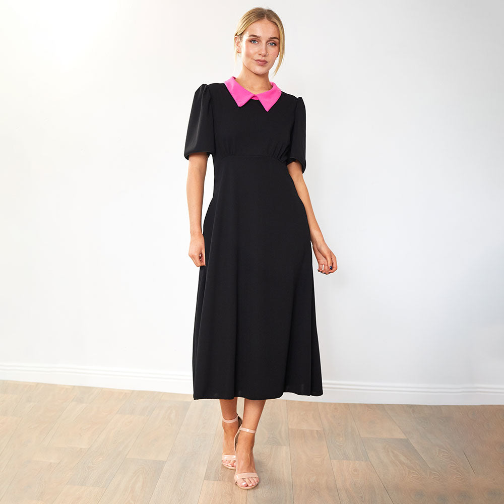 Dawson Dress (Black/PinkCollar)