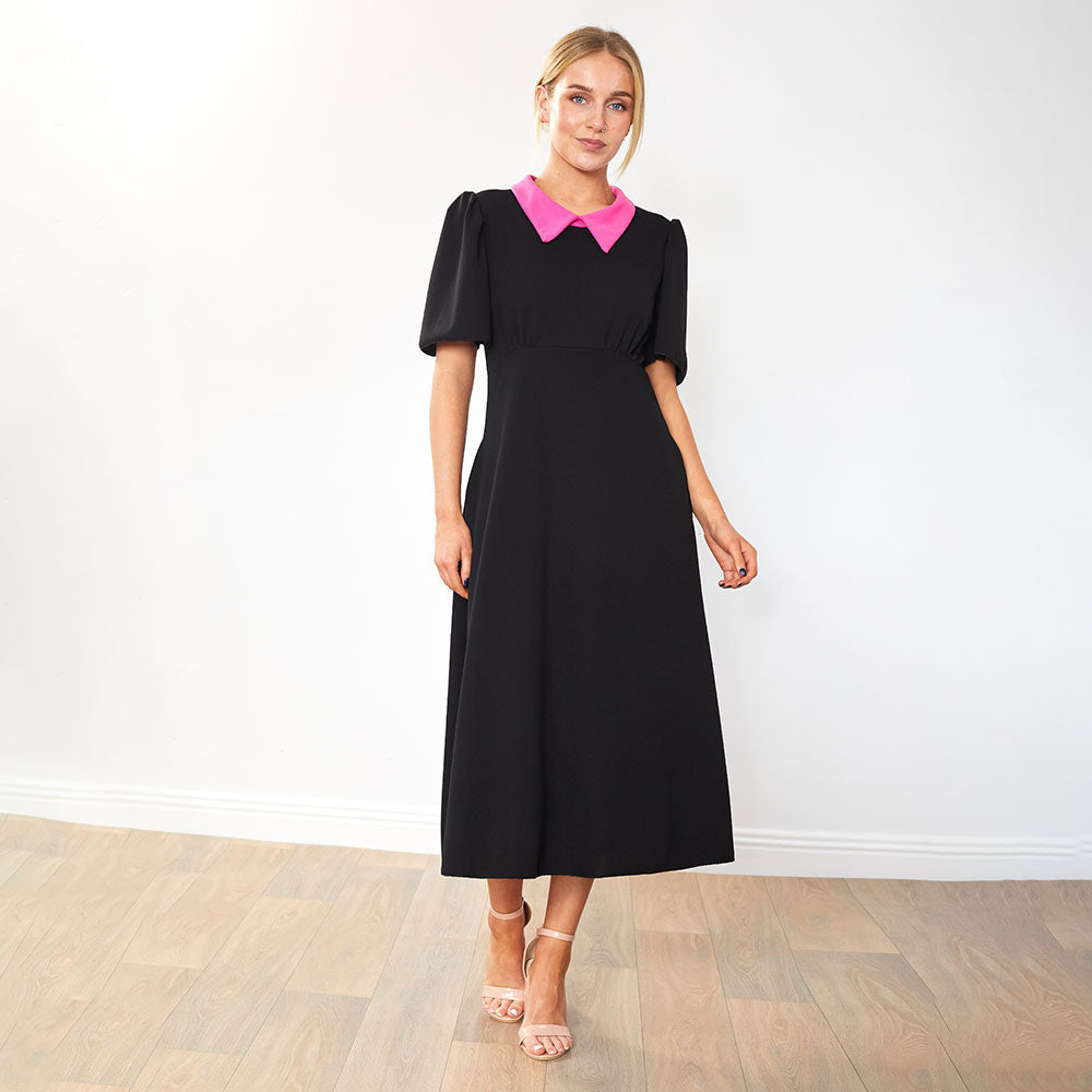 Dawson Dress (Black/PinkCollar)