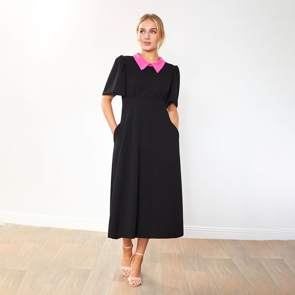 Dawson Dress (Black/PinkCollar)