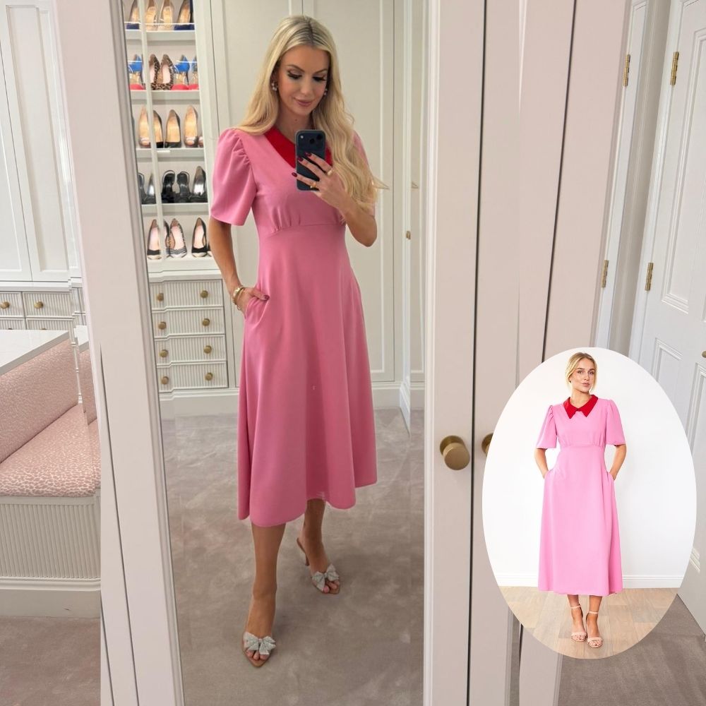 Dawson Dress (Pink/Red Collar)