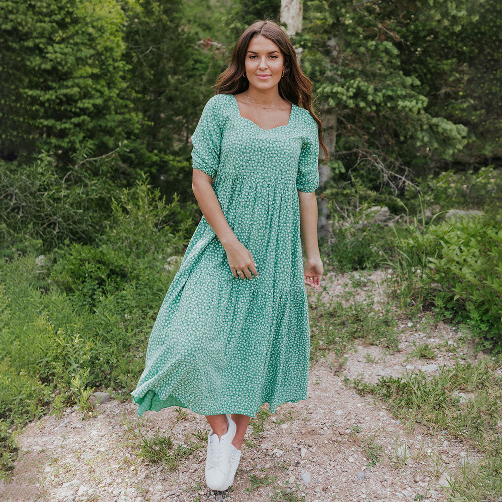 Delta Dress (Green Floral)
