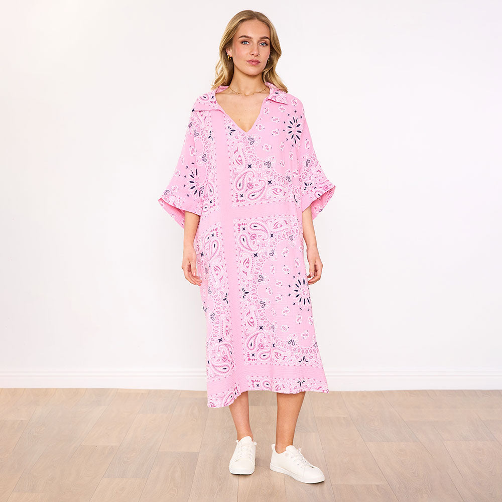 Diana Dress in pink bandana print – women's dress – view 4