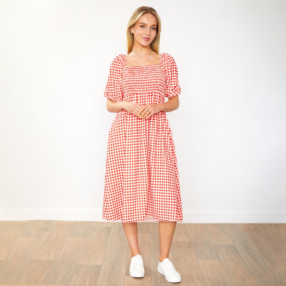 Dianne Dress (Red Checkered)