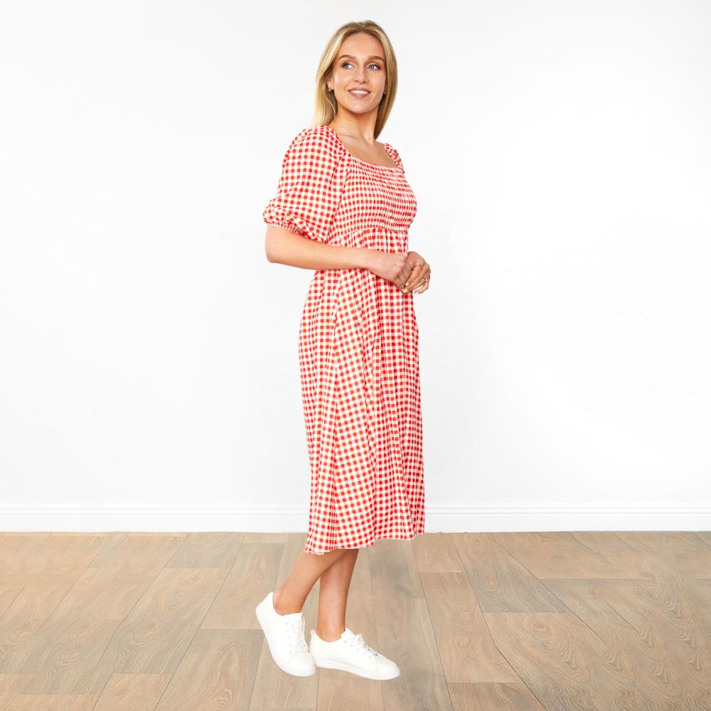Dianne Dress (Red Checkered)