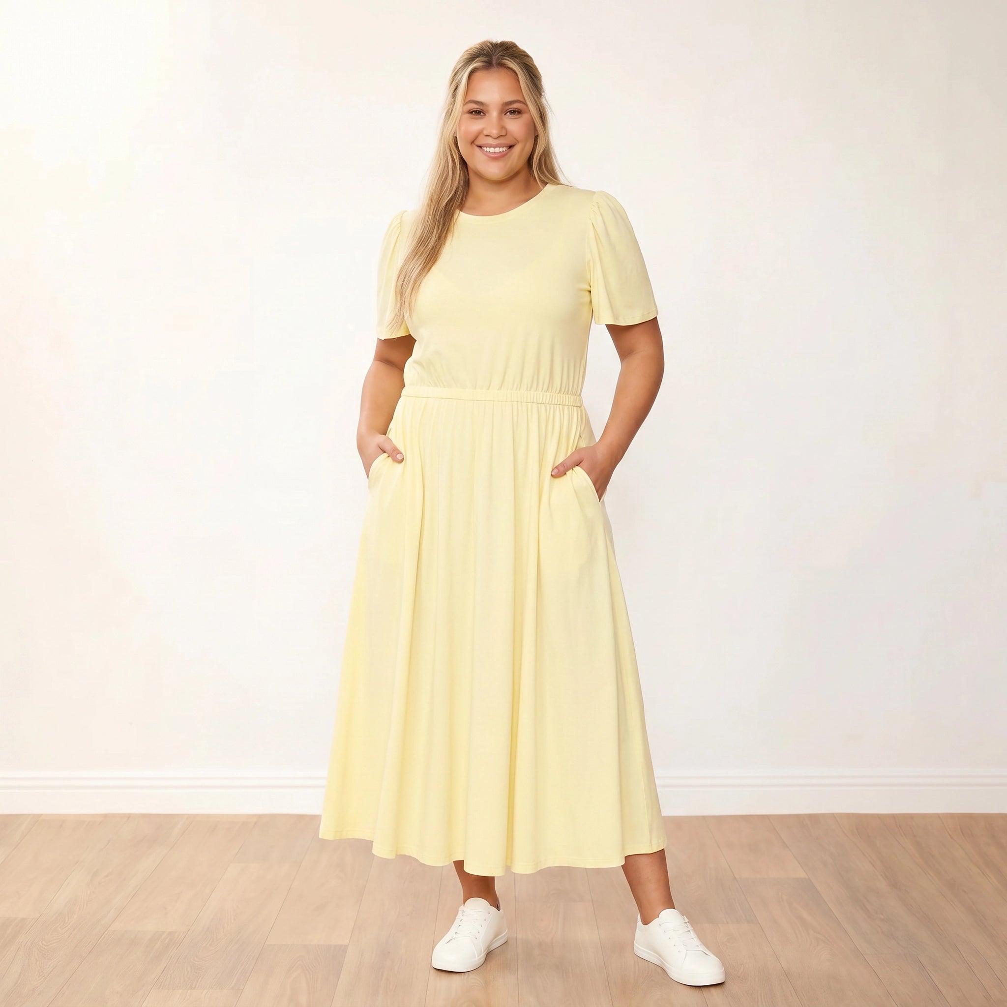 Eilish Dress Lemon - Plus Size XXL - Hands In Pockets Smile
