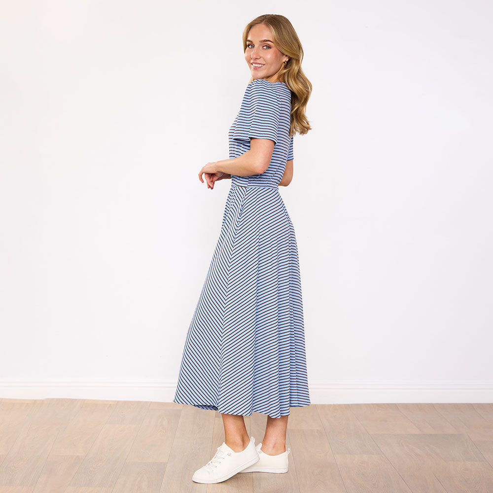 Eilish Dress (Blue/Brown)