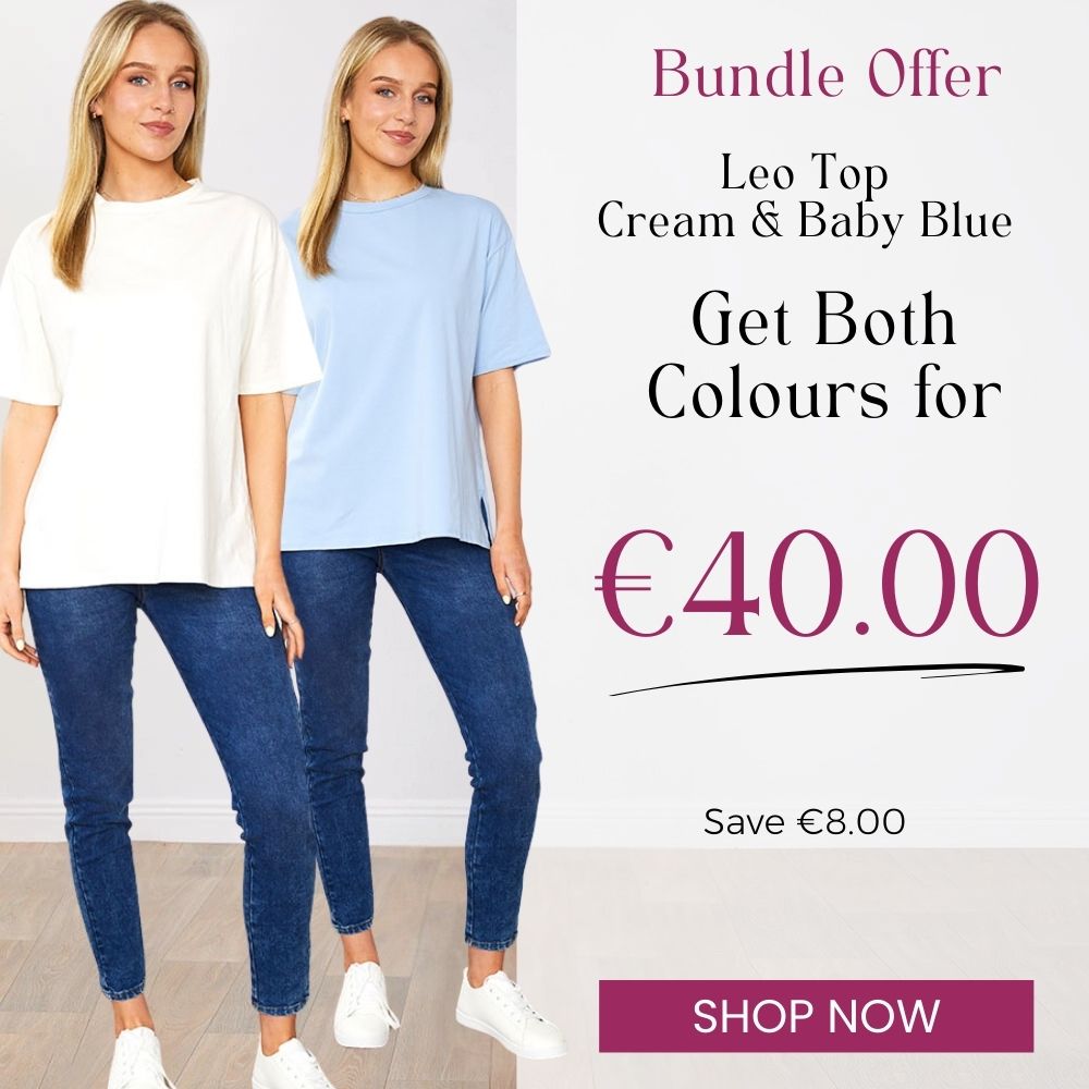 Elle Top Cream & Baby Blue (2 for €40)
