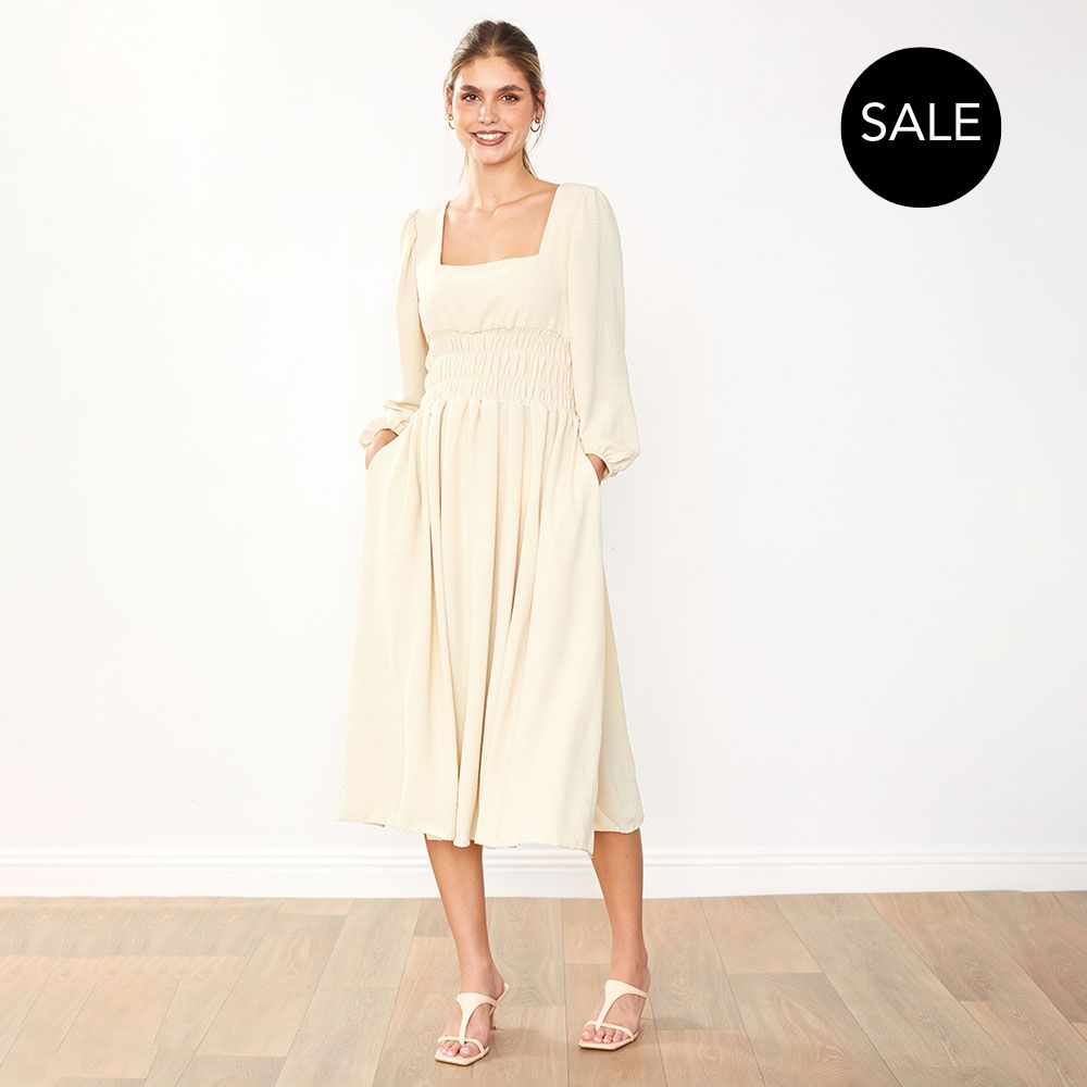 Evelyn Dress in cream – women's dress