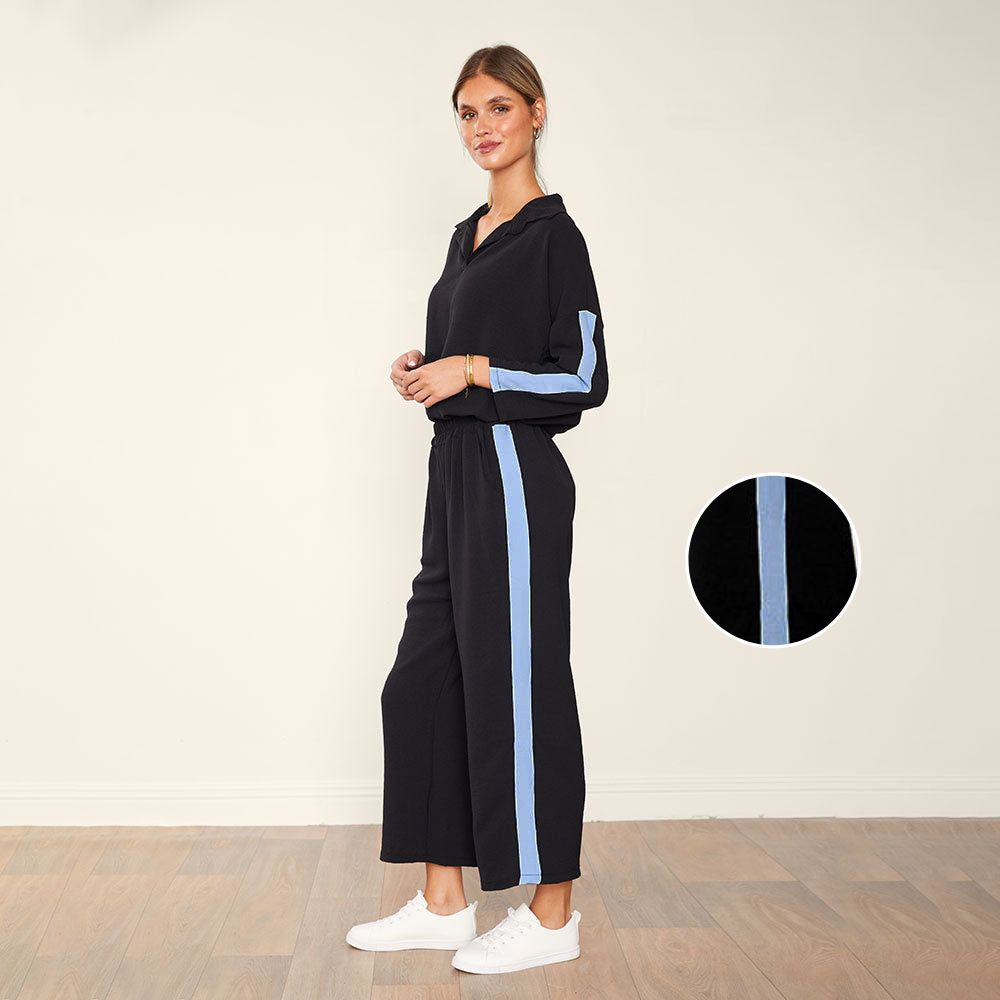 Clara Co-Ord (Black & Blue)